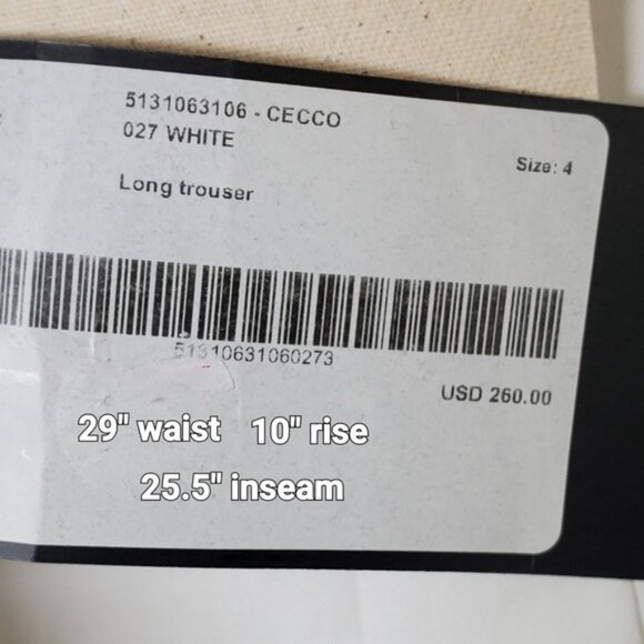 Max Mara NWT Weekend Cropped Cigarette Pants Cotton White Size 4 Stretch $260 - Picture 7 of 7